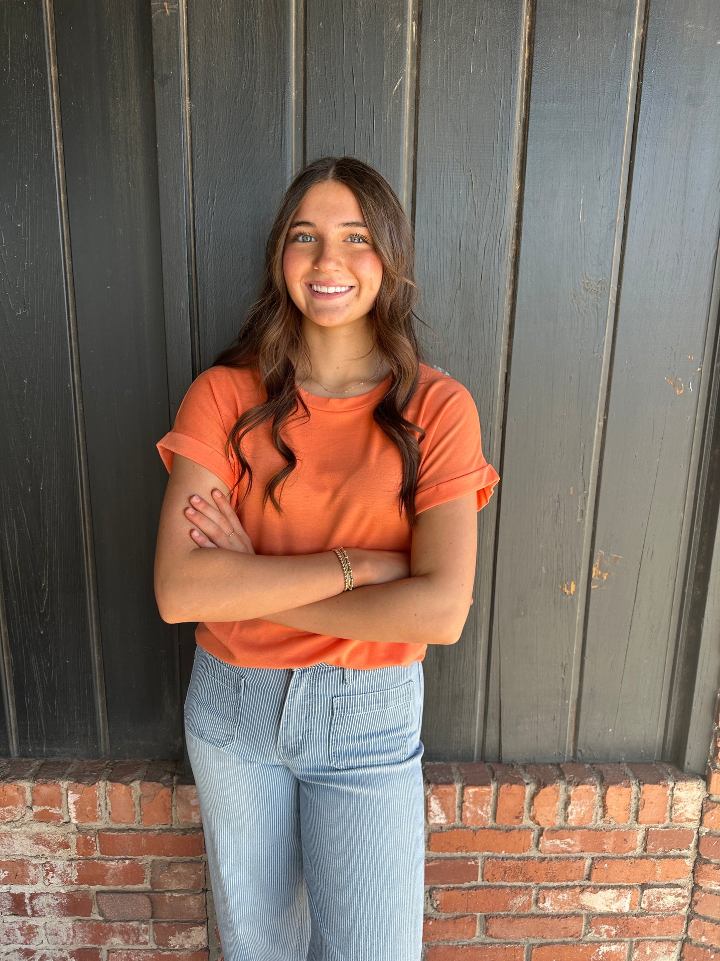 Light Orange Short Sleeve Top