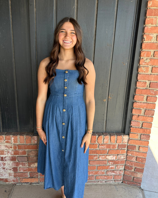 Denim Button Down Midi Dress