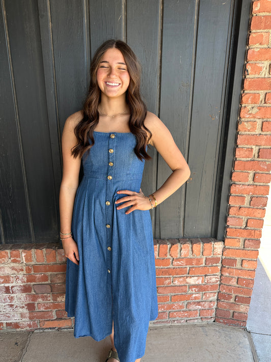 Denim Button Down Midi Dress