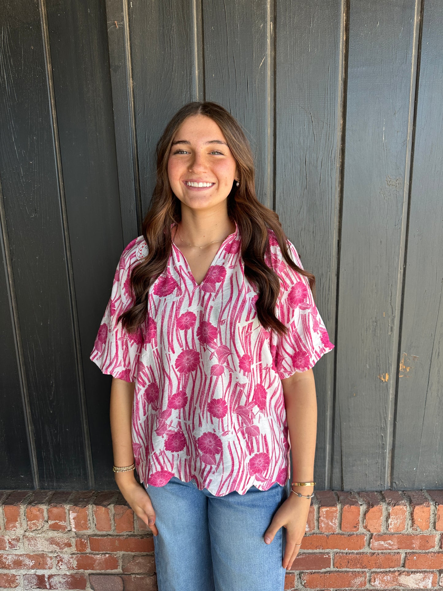 Bright Pink Boho Blouse