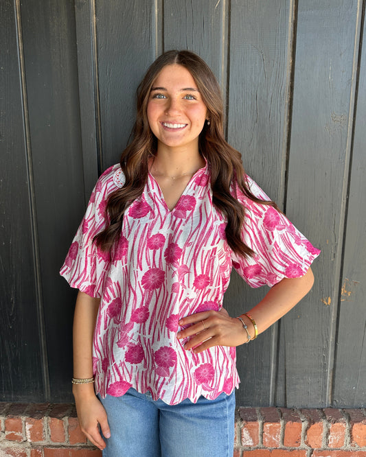Bright Pink Boho Blouse