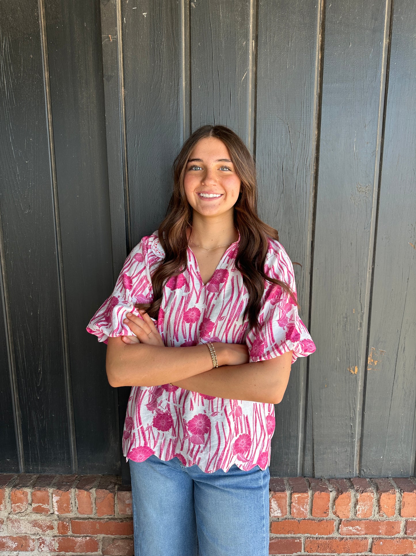 Bright Pink Boho Blouse