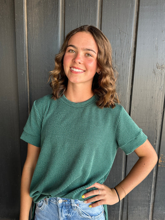 Hunter Green Ribbed Top