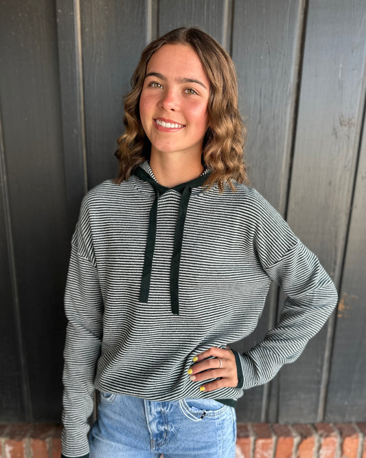 Hunter Green textured hoodie sweater
