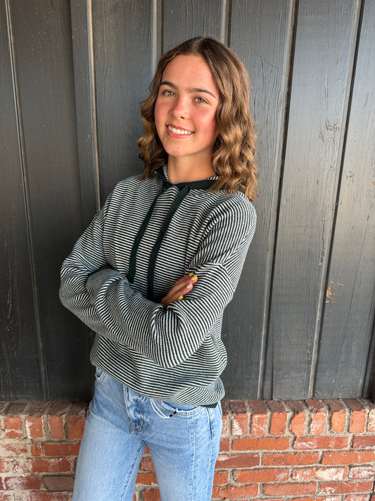 Hunter Green textured hoodie sweater