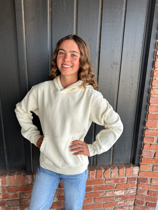 Cream Essential Comfort Hoodie With Kangaroo Pocket
