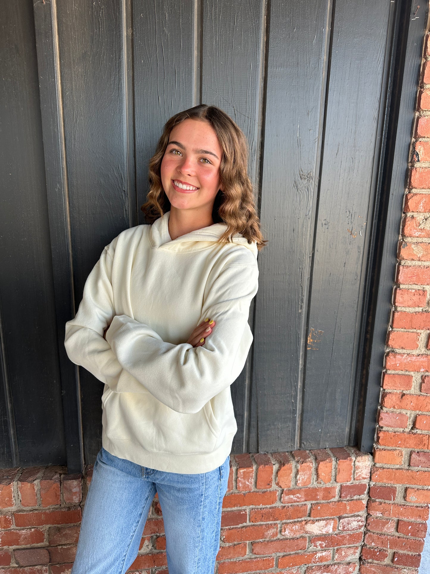 Cream Essential Comfort Hoodie With Kangaroo Pocket