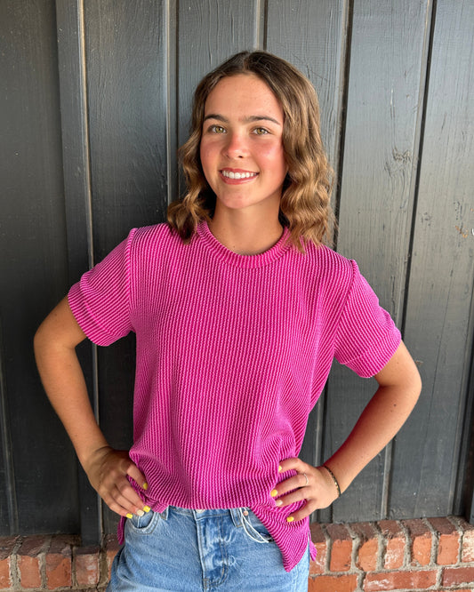 Fuchsia Ribbed Top