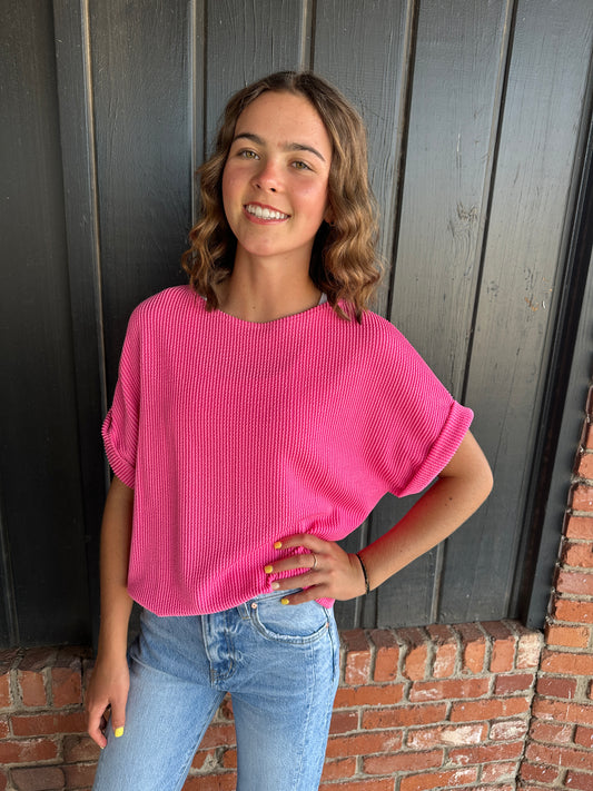 Hot Pink Ribbed Top