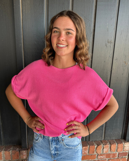 Hot Pink Ribbed Top