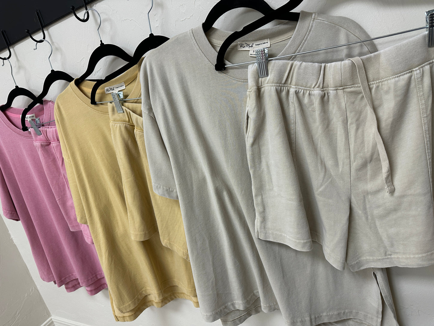 Light Taupe Mineral Washed Side Slit Short Set