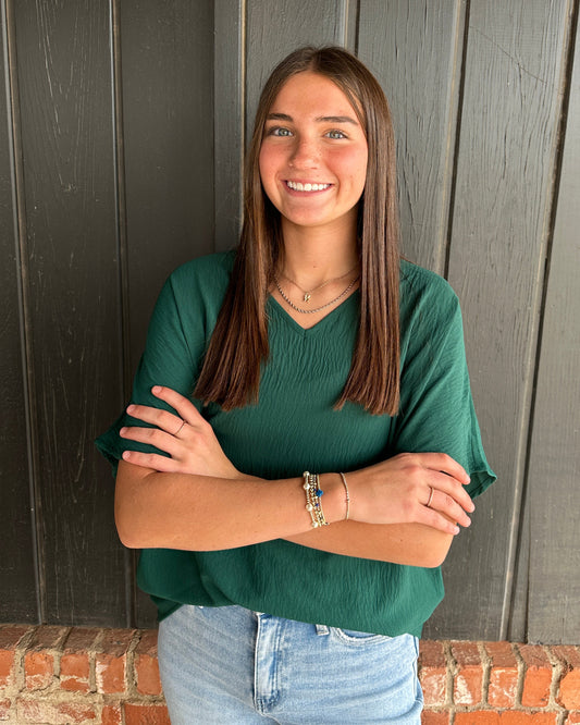 Hunter Green V Neck Top