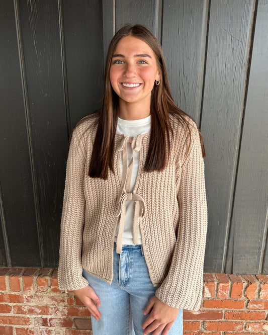 Tan Solid Loose Gause Knit Sweater