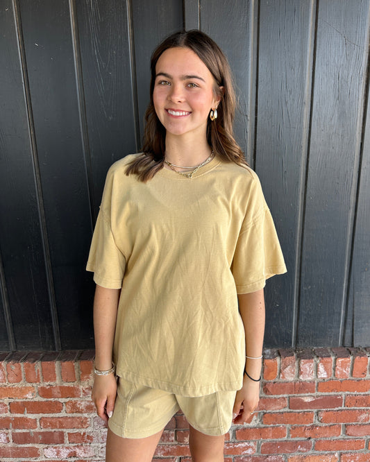 Dandelion Mineral Washed Side Slit Short Set