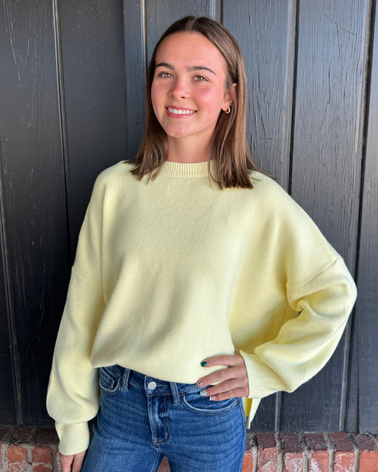 Daisy Yellow Drop Shoulder  Oversized Sweater