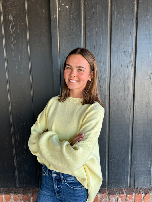 Daisy Yellow Drop Shoulder  Oversized Sweater