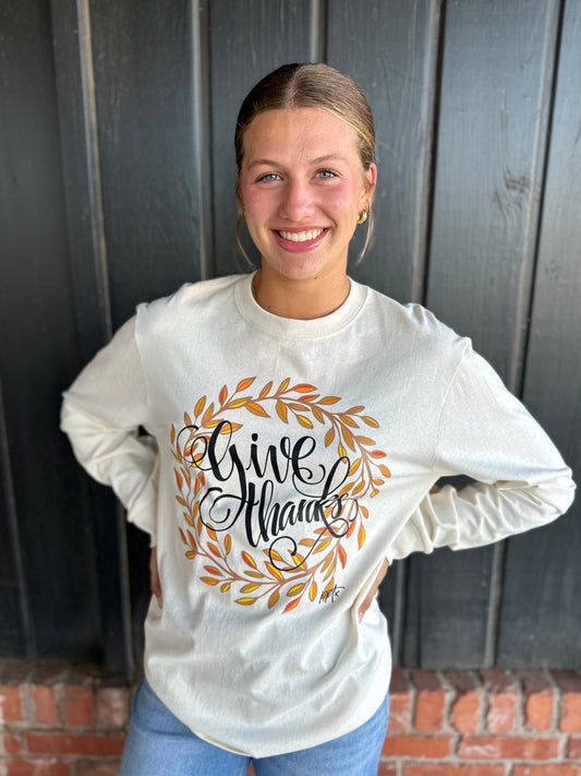 Give Thanks Long sleeve Graphic Tee