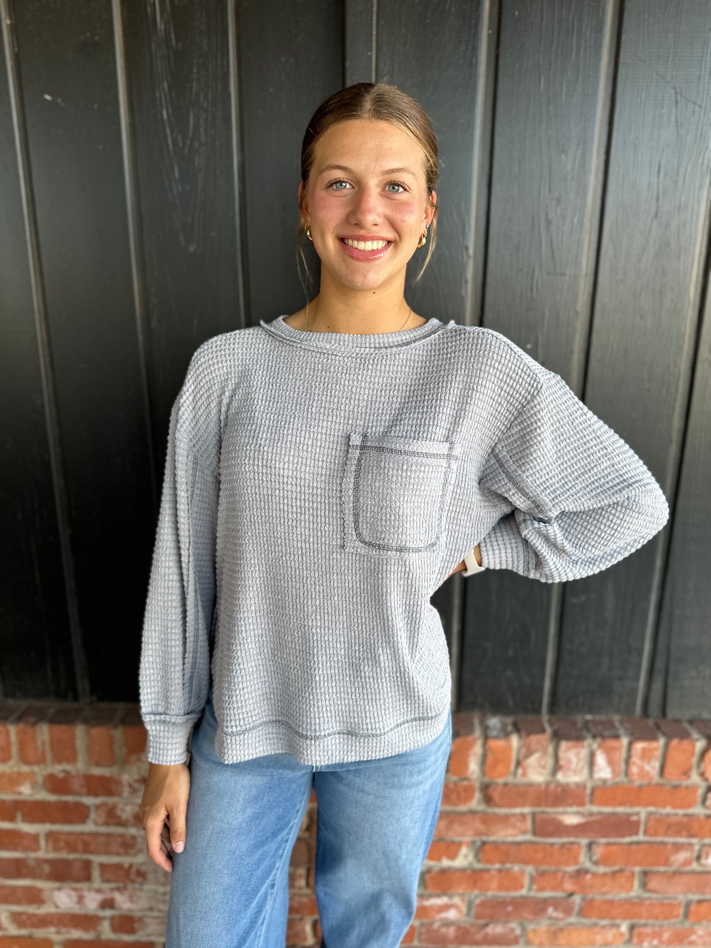 Grey Hi-Low long sleeve top