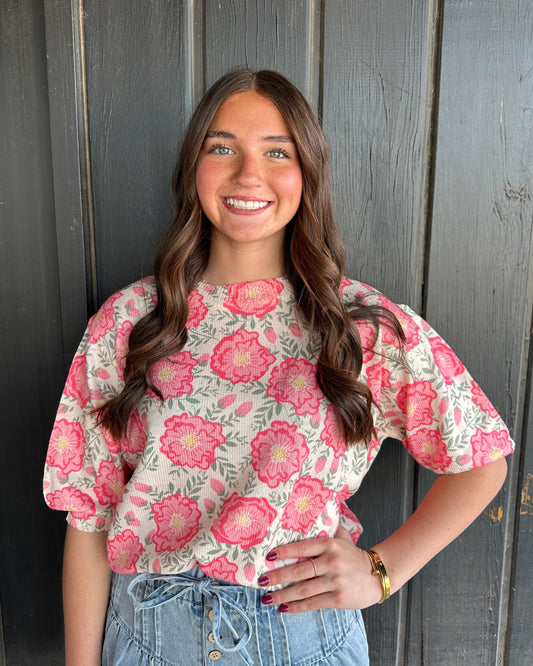 Flower printed Puff Sleeve Top