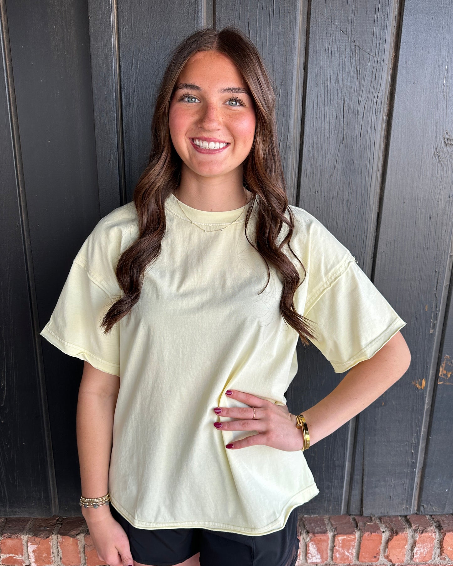 Lemon Cream Pigment Washed Top