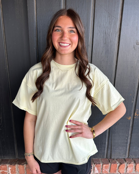 Lemon Cream Pigment Washed Top