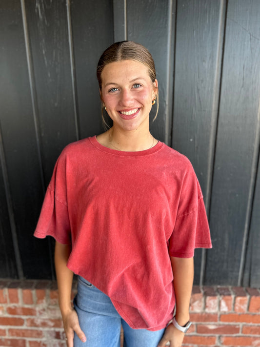 OVERSIZED Redwood Distressed Cotton Tee