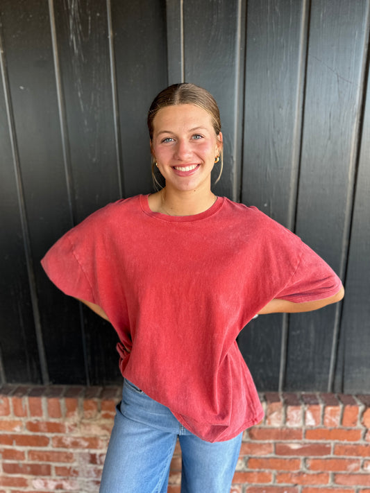 OVERSIZED Redwood Distressed Cotton Tee