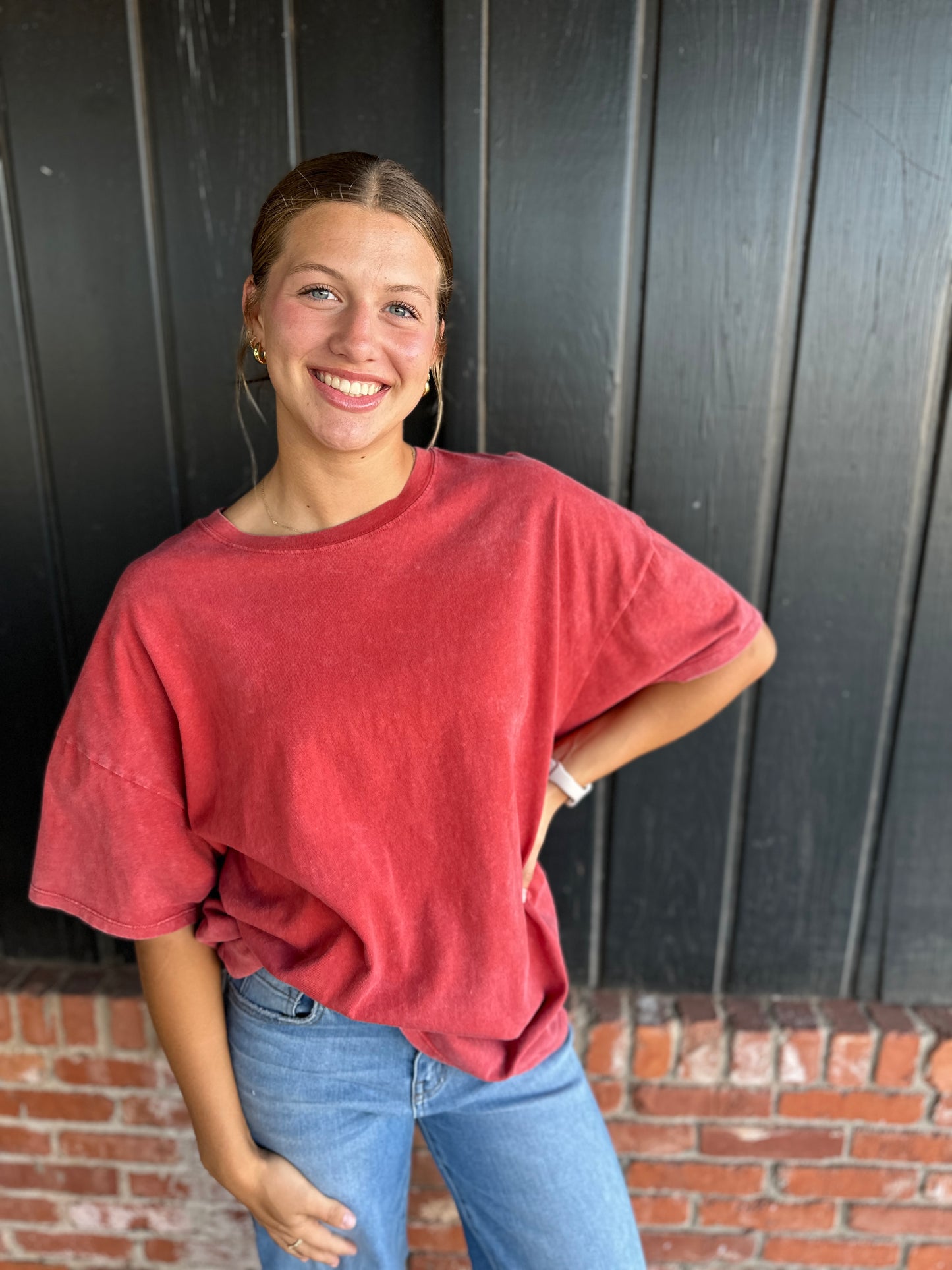 OVERSIZED Redwood Distressed Cotton Tee