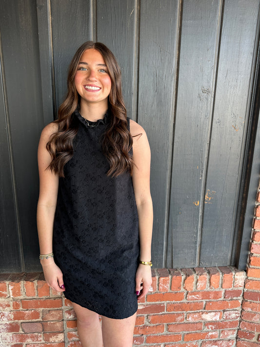 Black Lace Ruffled Dress