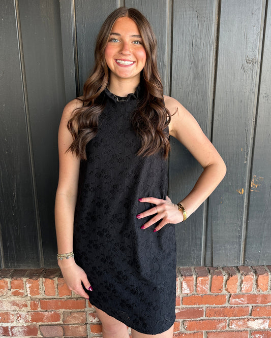 Black Lace Ruffled Dress