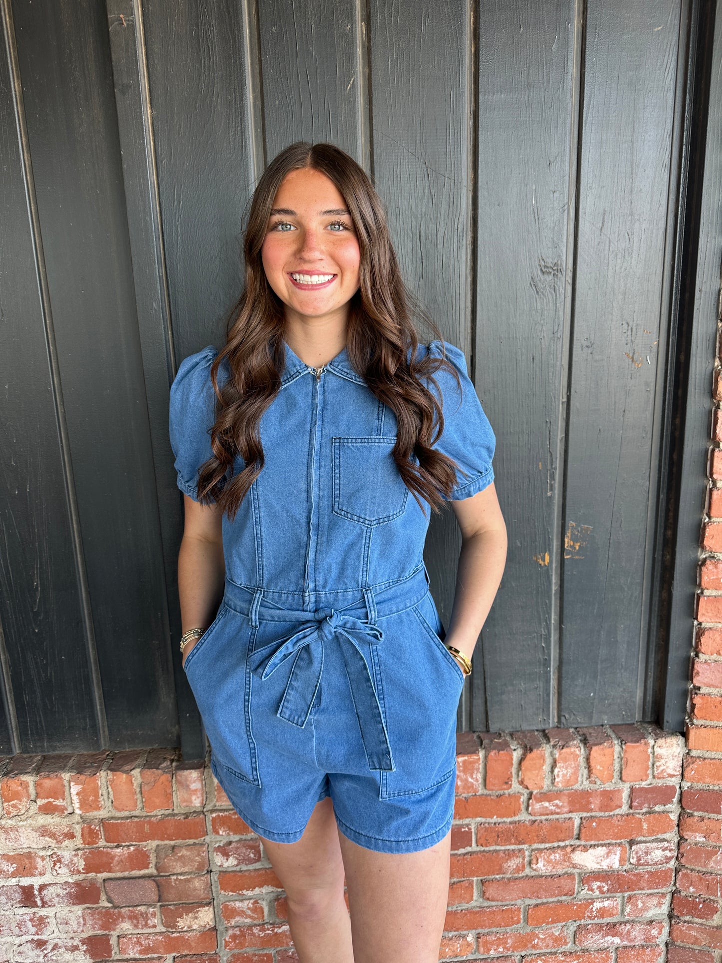 Denim Short Romper