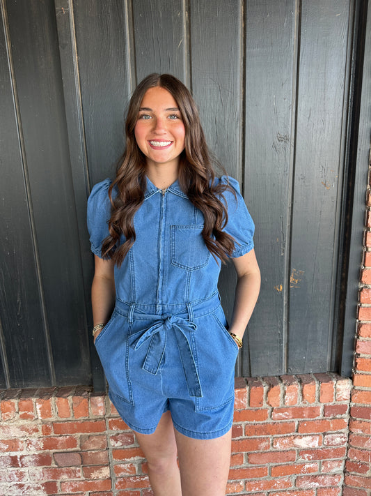 Denim Short Romper