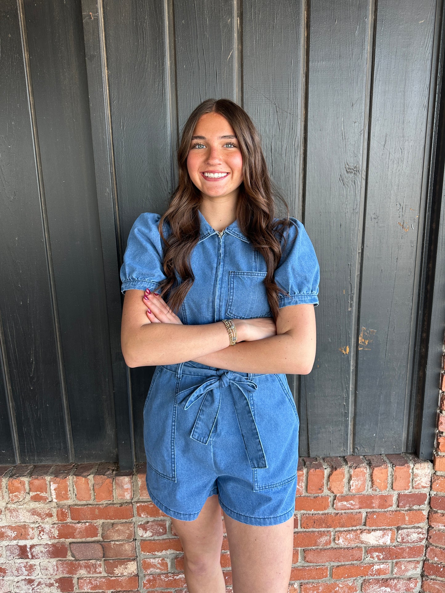 Denim Short Romper