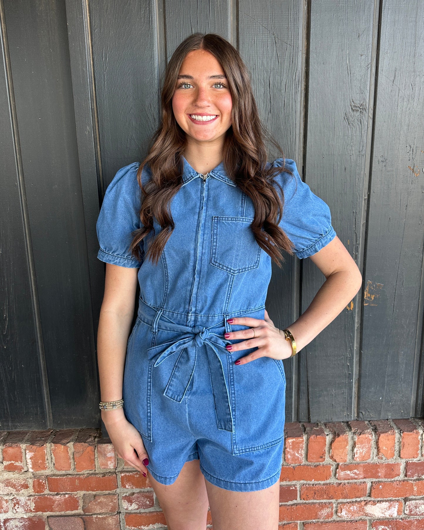 Denim Short Romper