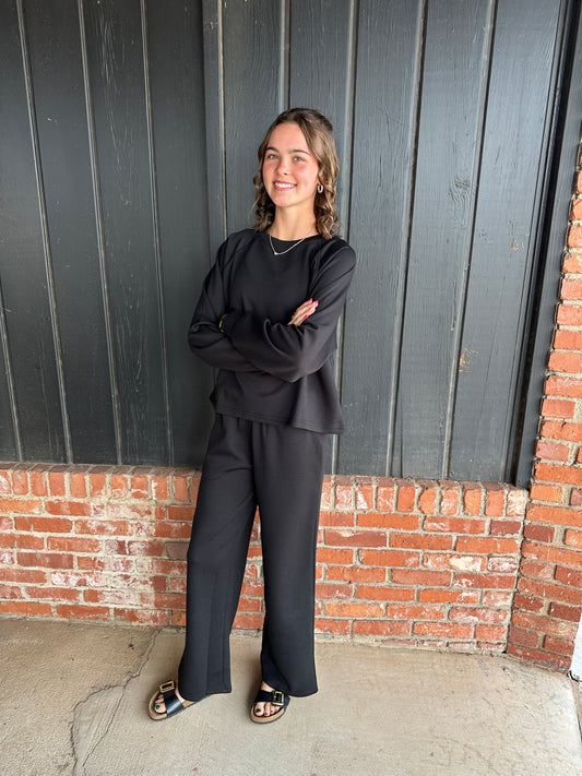 Black Pullover and Pant Set