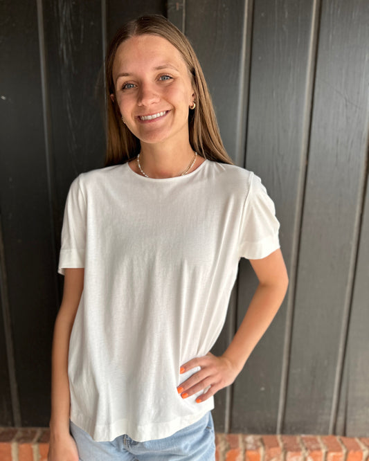 Ivory Round Neck Short Sleeve Tee