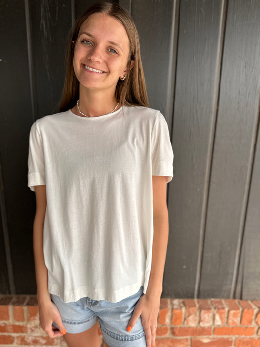 Ivory Round Neck Short Sleeve Tee