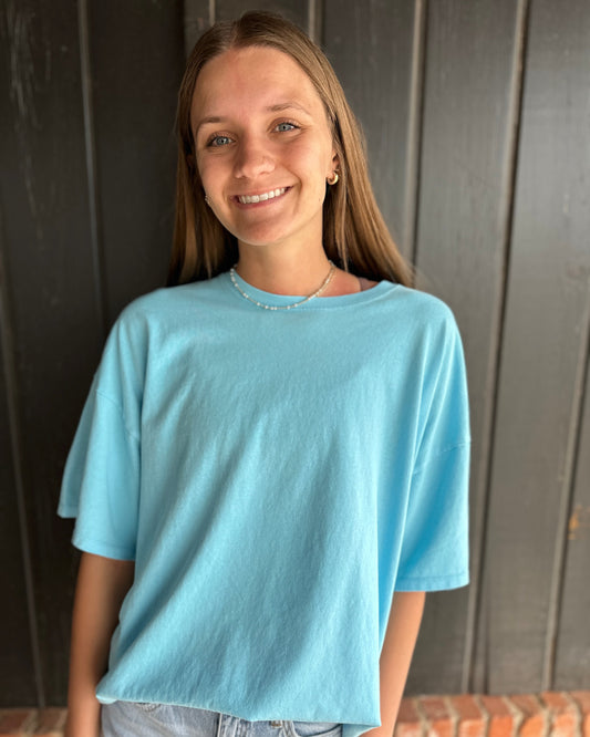 Aqua Blue Mineral Washed Oversized T Shirt