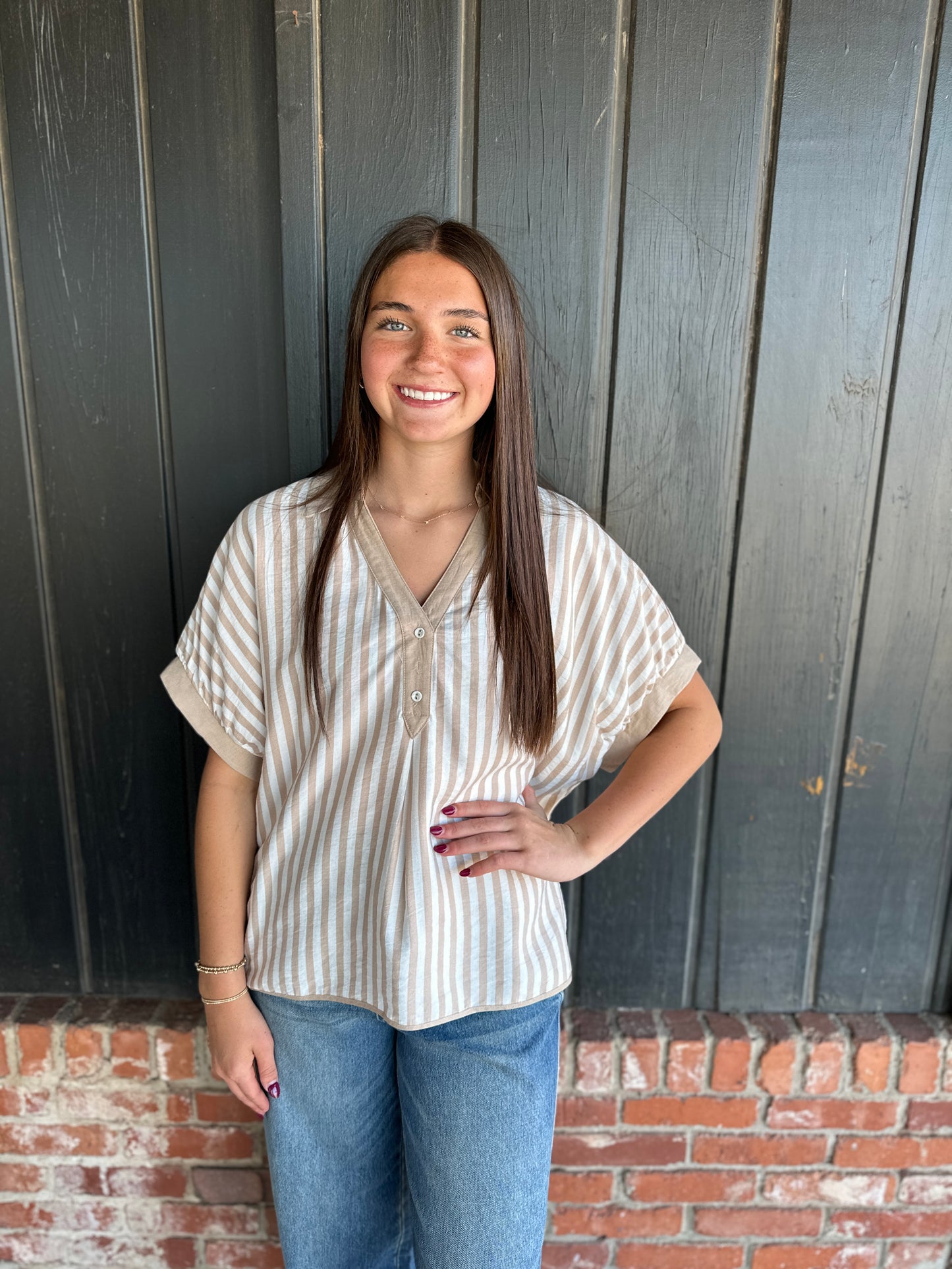 Latte Striped Oversized top