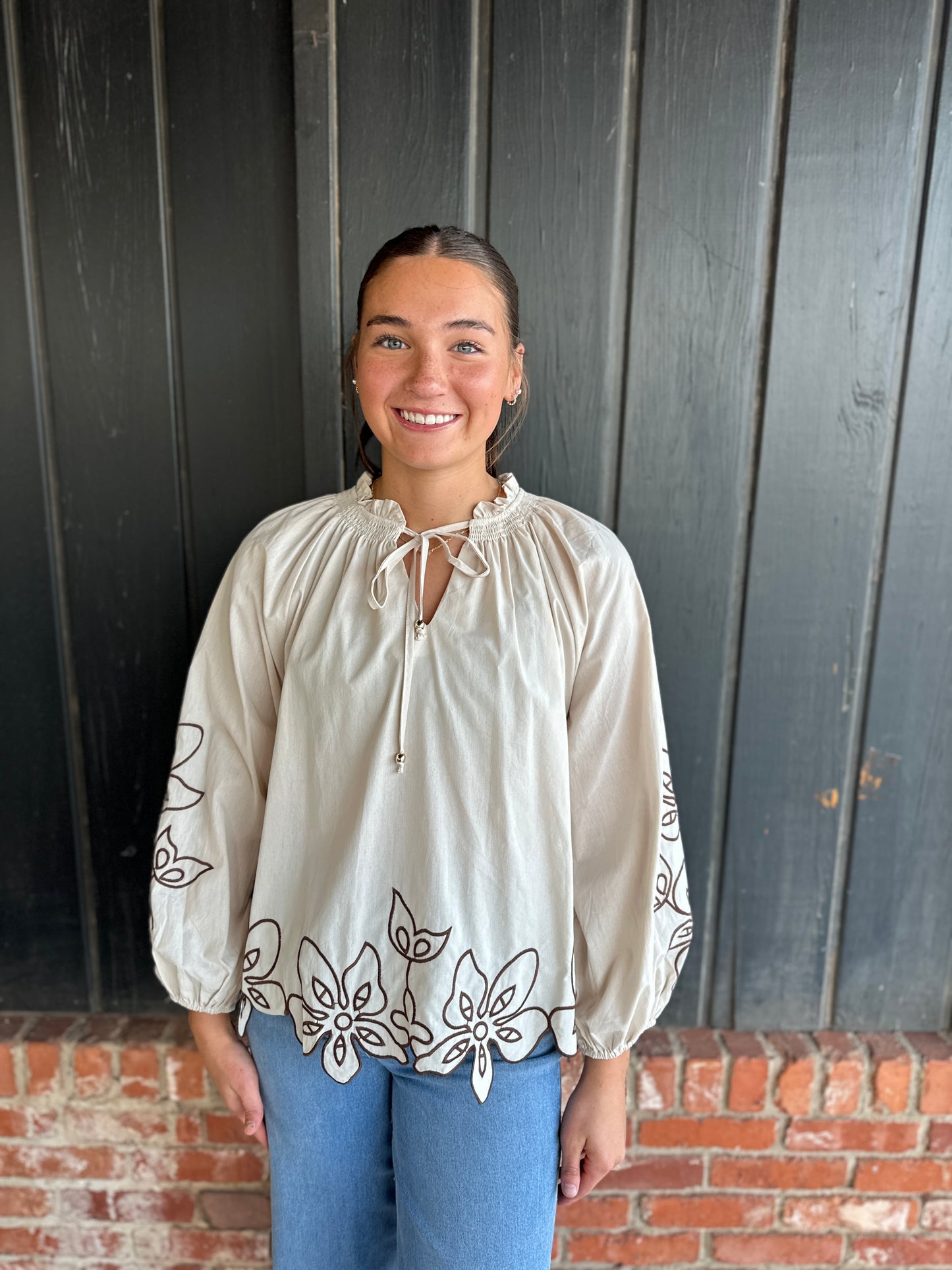 The Autum ecru detail top