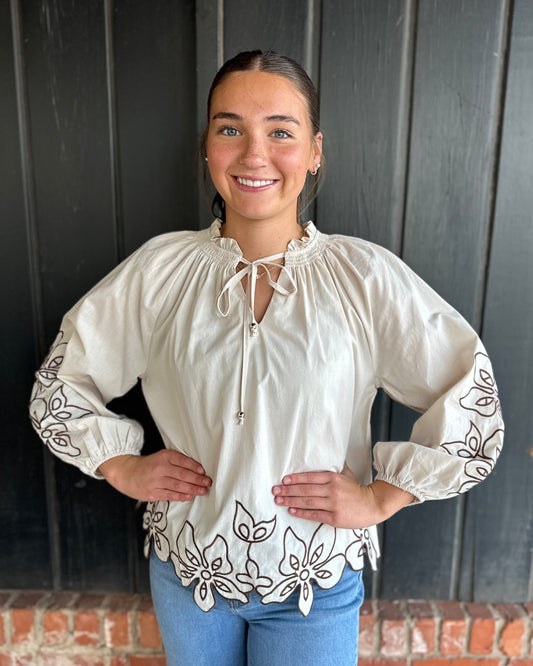 The Autum ecru detail top