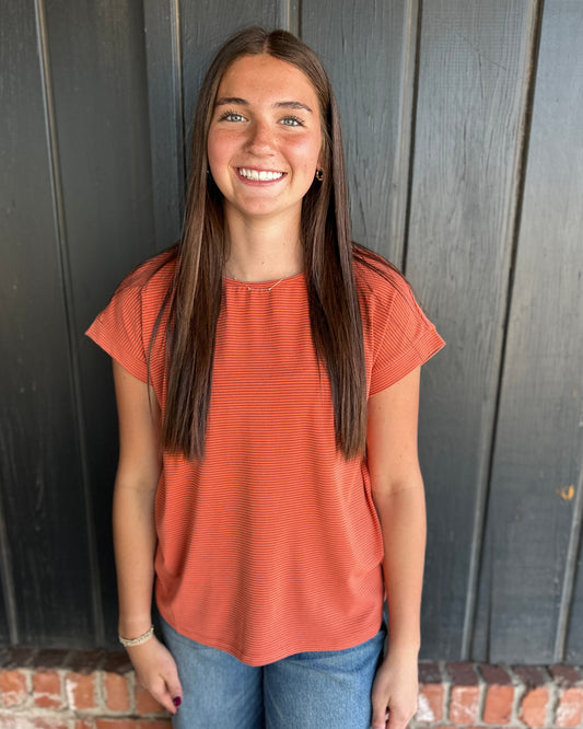 Orange Twisted Key Hole Back top
