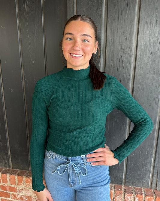Forest Green Cable Knit Top
