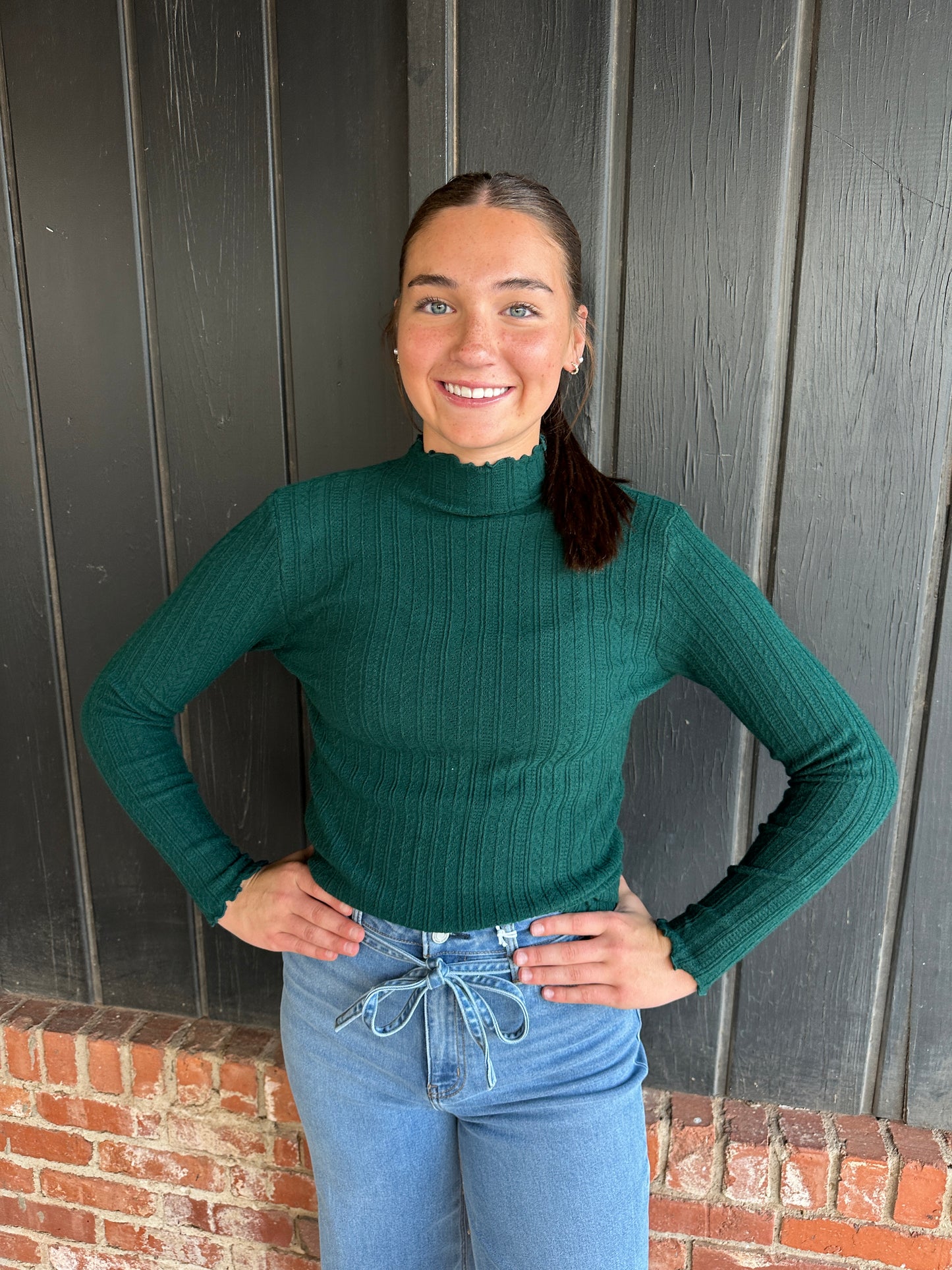Forest Green Cable Knit Top