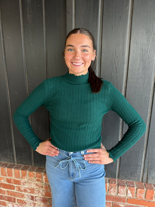 Forest Green Cable Knit Top