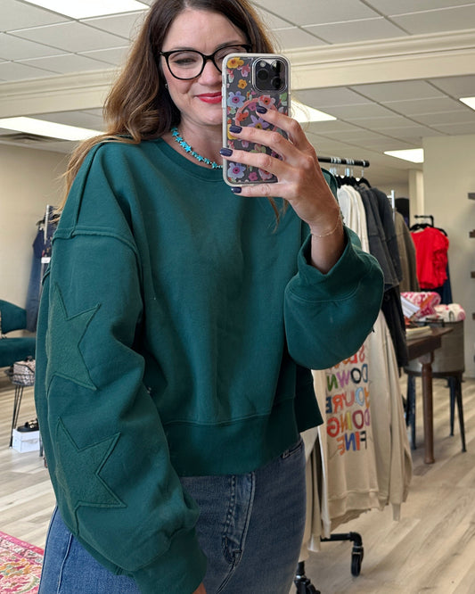 Hunter Green Star Sweatshirt