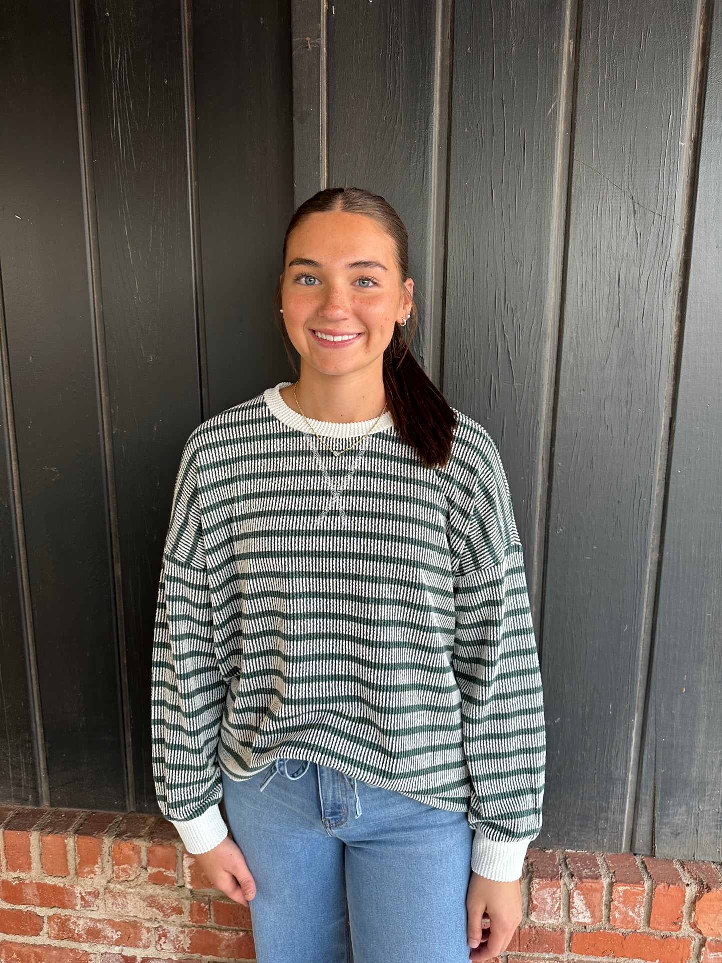 Green Stripe Pullover top