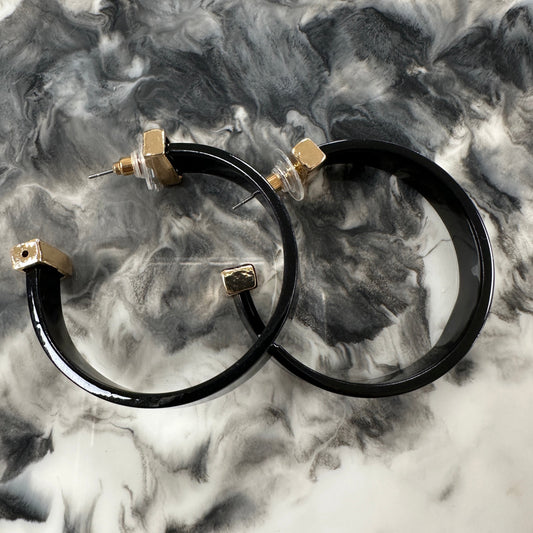 Black acrylic Hoop 2" earring