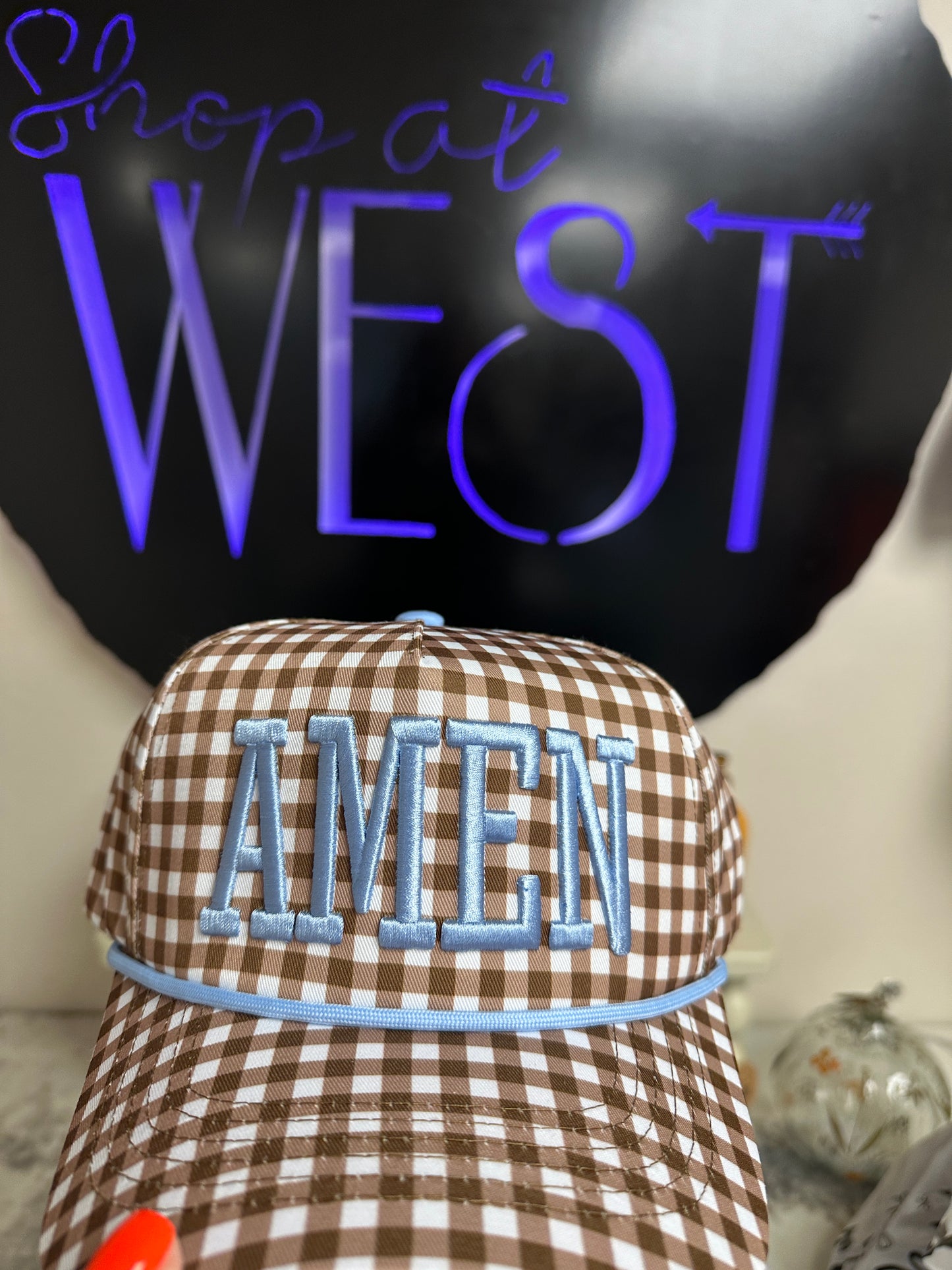 AMEN Gingham Trucker Hat