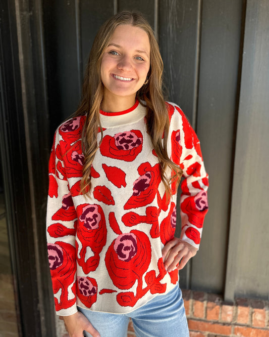 Big Floral Pattern Sweater